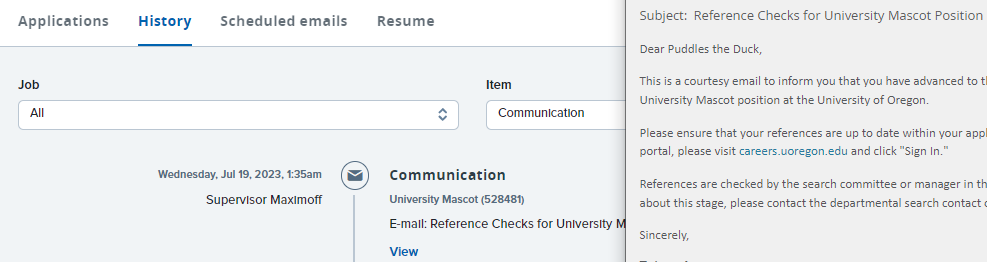 Viewing a sent communication